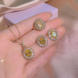 Inlaid With Yellow Diamond Rings Pendants Ear – Jewelry Gift Ideas — 1