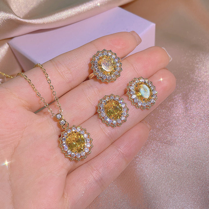 Inlaid With Yellow Diamond Rings Pendants Ear – Jewelry Gift Ideas — 1