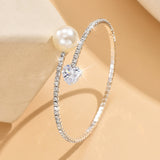 Women's Pearl Heart Full Diamond Bracelet Elastic – Jewelry Gift Ideas — 8