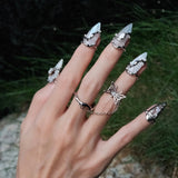 Metal Nail Ring Xianku Natural Moonlight Stone – Beauty Gifts — 1