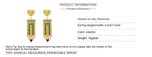 Cute Full Diamond Love Pencil Earrings – Gifts for Couples — 2