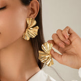 Vintage Ginkgo Beach Shell Pattern Ear Studs – Outdoor Gifts — 3