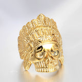 Vintage Fashion Indian Feather Skull Head Ring – Stylish Gifts — 4