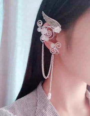Qingqiu Fox Antique Ear Clips Long Tassel Elf Earrings – Stylish Gifts — 3
