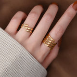 Women's Retro Frosty Stretch Multi-layered Ring – Gifts for Her — 4