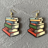 Geometric Rainbow Book Earrings Wooden For Women – Gifts for Her — 7