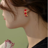 Stainless Steel Cast Round Colored Glaze Dripping Stud – Stylish Gifts — 4