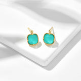 Natural Square Turquoise White Crystal Earrings – Gift Ideas — 5