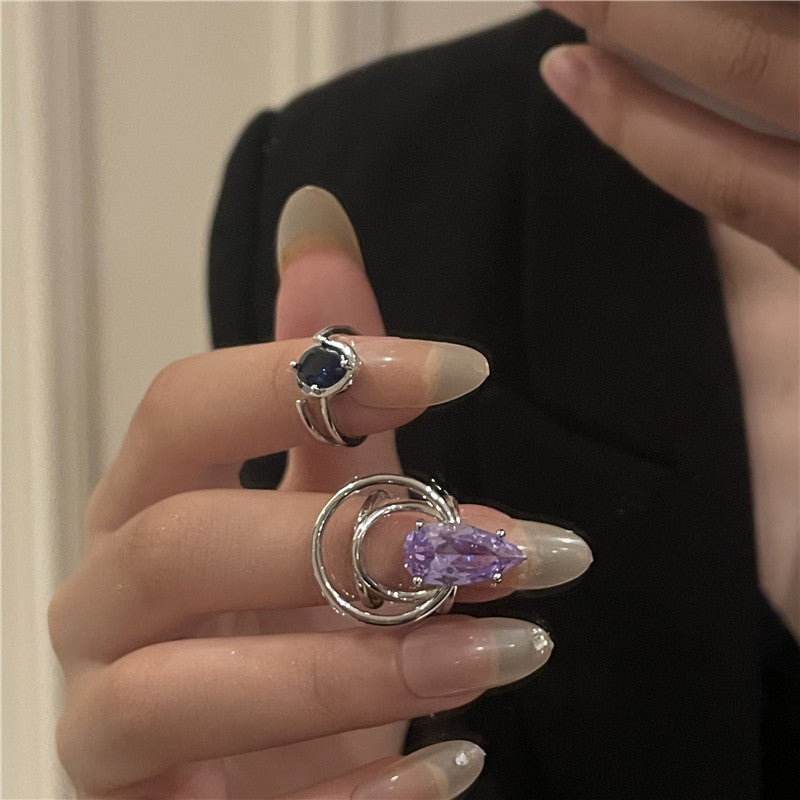 Niche Design French Purple Gemstone Nail Art – Stylish Gifts — 1