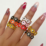 Women's Alloy Drip Oil Color Flower Bagua Ring – Gifts for Her — 1