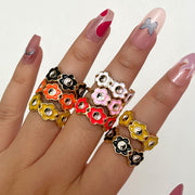 Women's Alloy Drip Oil Color Flower Bagua Ring – Gifts for Her — 1