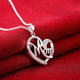Rhinestone Letter Mom Heart Pendant Necklaces – Gifts for Her — 4