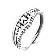 S925 Sterling Silver Fashion Simple Retro Three Layer – Stylish Gifts — 5