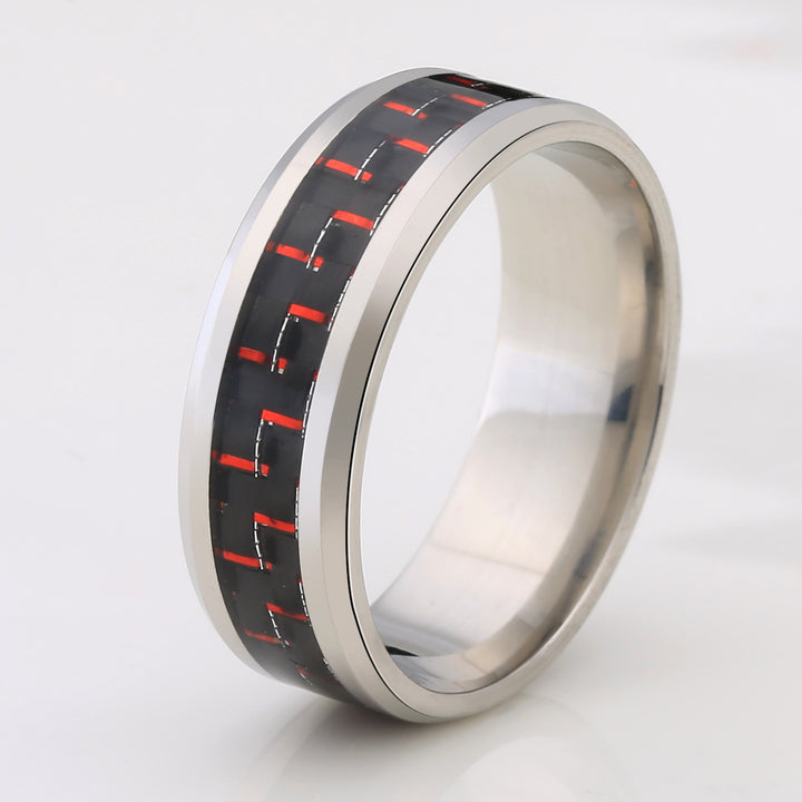 Titanium Steel Veneer Carbon Fiber Ring – Meaningful Gifts — 1