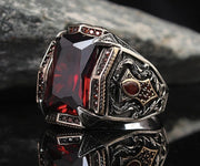 Retro Punk Ge Feng Te Ruby Men's Personalized Ring – Gifts for Him — 4