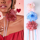 Fabric Flower Long Necklace Valentine's Day – Jewelry Gift Ideas — 2