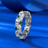 Oval Cluster Ring Synthetic Green Spinel Diamond – Useful Gifts — 2