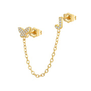 Women's Zircon Butterfly Alphabet One Piece Stud – Gifts for Her — 7
