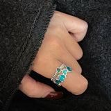 Mint Fluorescent Heart-shaped Staggered Ring – Everyday Gifts — 5
