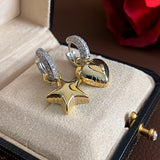 Design Zircon Stars Heart Asymmetric Earrings – Holiday Gift Ideas — 6