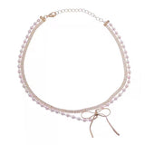 Women's Stackable Double Layer Pearl Bow Necklace – Jewelry Gift Ideas — 3