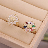 Colored Zircon Sunflower Ring Female – Gifts for Her — 6