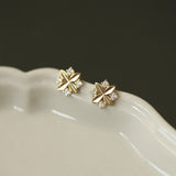 Diamond Zircon Cross Small Flower Earrings – Special Occasion Gifts — 1