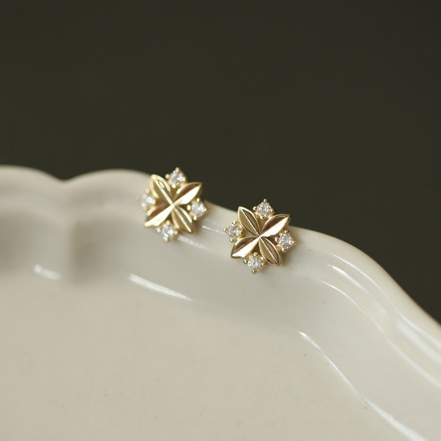 Diamond Zircon Cross Small Flower Earrings – Special Occasion Gifts — 1