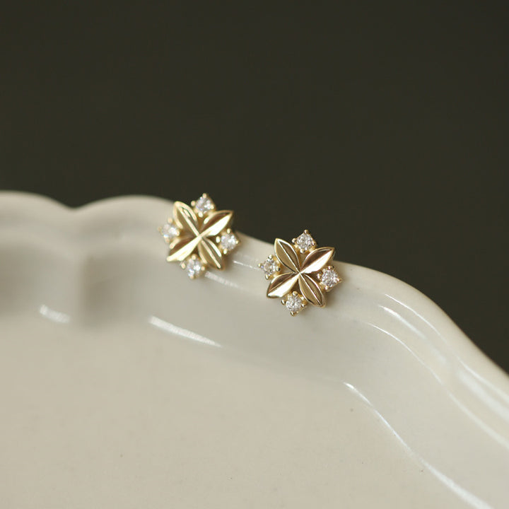 Diamond Zircon Cross Small Flower Earrings – Special Occasion Gifts — 1
