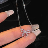 Full Diamond Bow Pendant Necklace Accessories – Jewelry Gift Ideas — 3