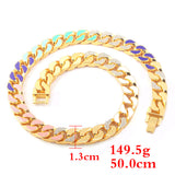 Rap Hip Hop Seven Colored Diamond Cuban Necklace – Jewelry Gift Ideas — 3