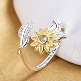 Gold And Silver Two-tone Sunflower Flower Ring – Meaningful Gifts — 1