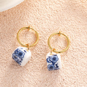 Vintage Hand Painted Blue And White Ceramic Beaded – Stylish Gifts — 16