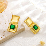 Square Geometric Stainless Steel Inlaid Zircon Stud – Stylish Gifts — 3