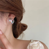 Colorful Glass Round Transparent Stud Earrings – Meaningful Gifts — 2