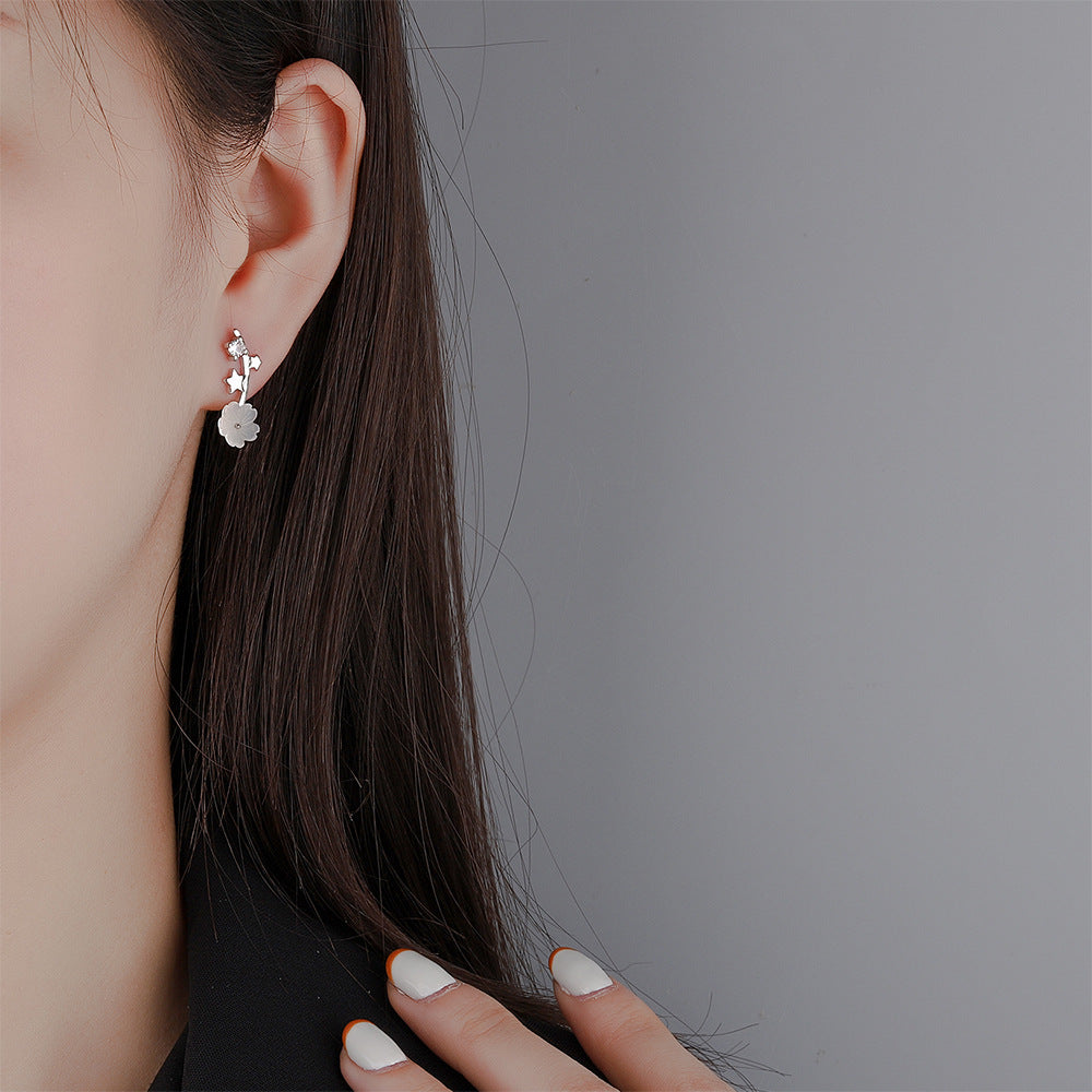 Shell Flower Stud Earrings Diamond Stars – Special Occasion Gifts — 1