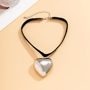 Flocked Cloth Peach Heart Necklace Women's – Jewelry Gift Ideas — 5