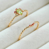 Japanese Retro Style Natural Olivine Ring – Stylish Gifts — 3