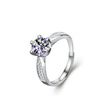 Women's Sterling Silver Six Prong Faux Moissanite Ring – Gifts for Her — 4