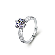 Women's Sterling Silver Six Prong Faux Moissanite Ring – Gifts for Her — 4