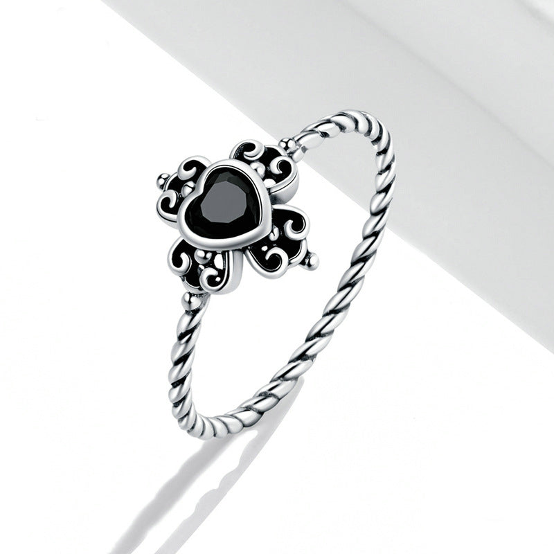 Fashion Vintage Spades Heart Zircon Silver Ring – Stylish Gifts — 1