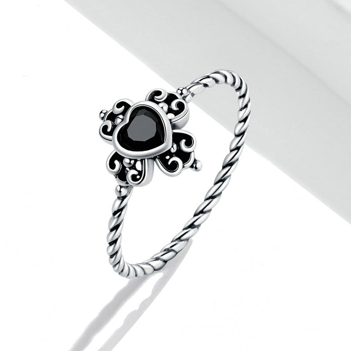 Fashion Vintage Spades Heart Zircon Silver Ring – Stylish Gifts — 1