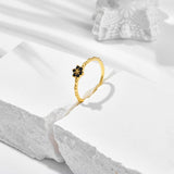 S925 Sterling Silver Ring Female Natural Black Agate – Gifts for Her — 5