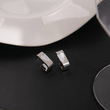 Silver Needle Geometric Square Love Earrings – Gifts for Couples — 2