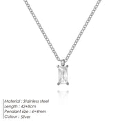 Stainless Steel Mini Square Zircon Pendant – Jewelry Gift Ideas — 3