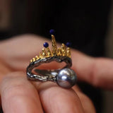 Inlaid Ring Sterling Silver Plating Color Separation – Everyday Gifts — 1