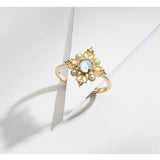 Vintage Openwork Pearl Ring Natural Moonstone – Thoughtful Gifts — 5