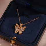 Stainless Steel Hollow Zircon Butterfly Pendant – Jewelry Gift Ideas — 2