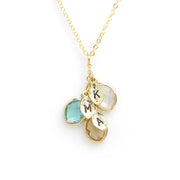 Water Drop Birthstone Leaf Engraved Necklace – Jewelry Gift Ideas — 4