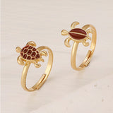 Two Cute Turtles Stacked Ring Plated 14K Gold Design – Everyday Gifts — 4